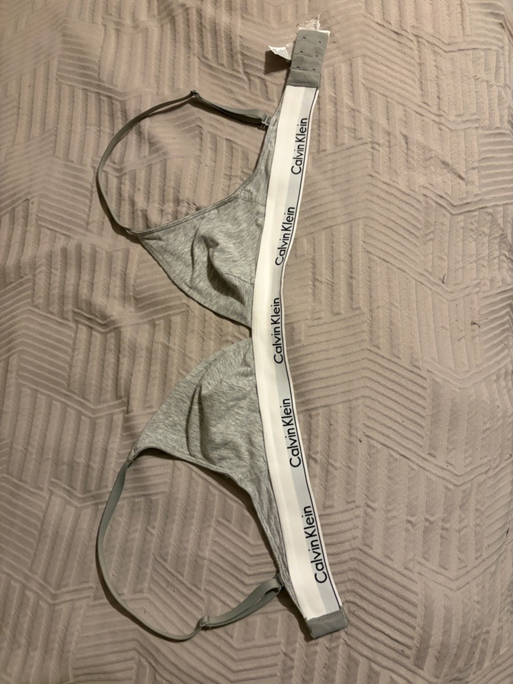 Calvin Klein Light Gray Logo Bralette with White Band